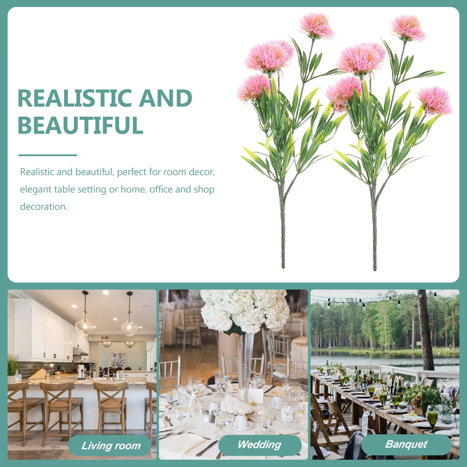 

4Pcs Simulation Dandelion Flowers Plastic Home Decoration for Natural Atmosphere Artificial Flowers Fake Dandelions