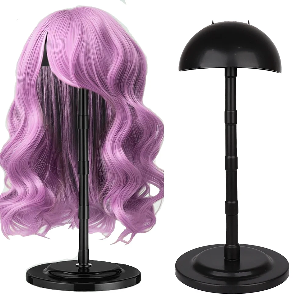 Adjustable Height Wig Stand 4.3-14.2 Inch Non-Slip Portable Wig Head Holder Hat/Cap Display Stand for Wigs