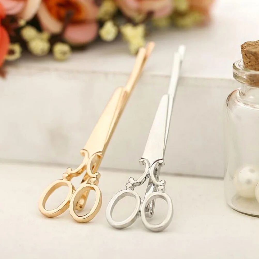 

2 Pcs Hair Clip Scissors Barrette Premium Durable Easy Unique Design Suitable Any Season Hair Color Gift Hairpiece Pin