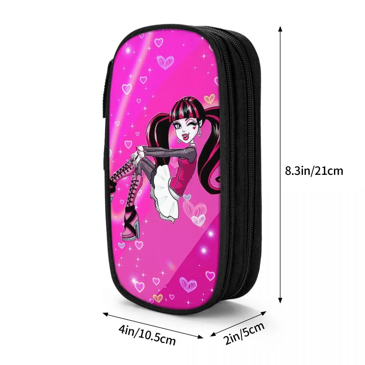 High Anime Pencil Cases Draculaura Pencilcases Pen Holder for Student Big Capacity Bag School Supplies Zipper Stationery