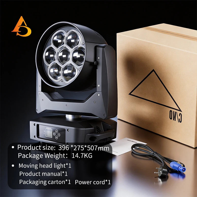 DMX 7x60W 4in1 RGBW Zoom Moving Head Light supporting control suitable for nightclubs DJ parties discos bars Christmas