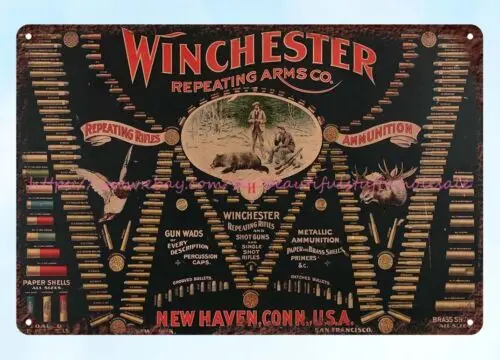 room metal dorm  Winchester 1900s ''Double W'' Cartridge Board metal tin sign