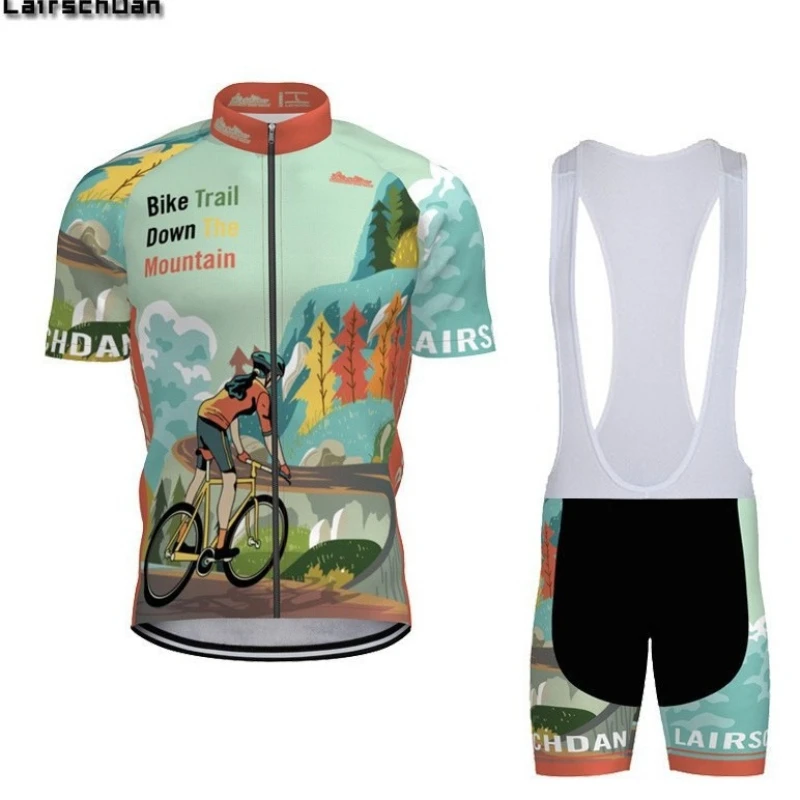 

Team Edition Short Sleeve Cycling Jersey Shorts Set Summer Breathable Quick Dry Moisture Wicking Bike Clothing for Men Mountain