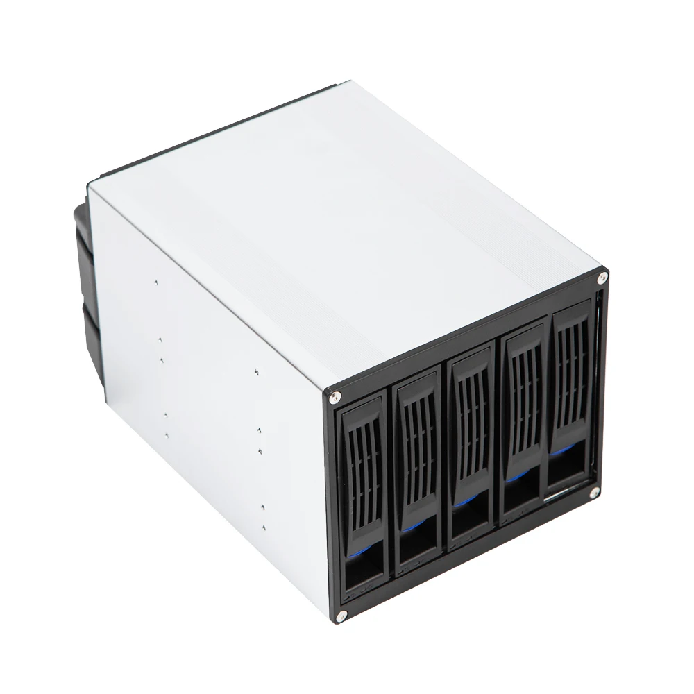 Enclosure Hot Swap Cage, 5 Bay Press-Fit Hard Drive Drawer, Mobile Rack Backplane, for 3 x 5.25 Drive Bays 5X SATA 3.5