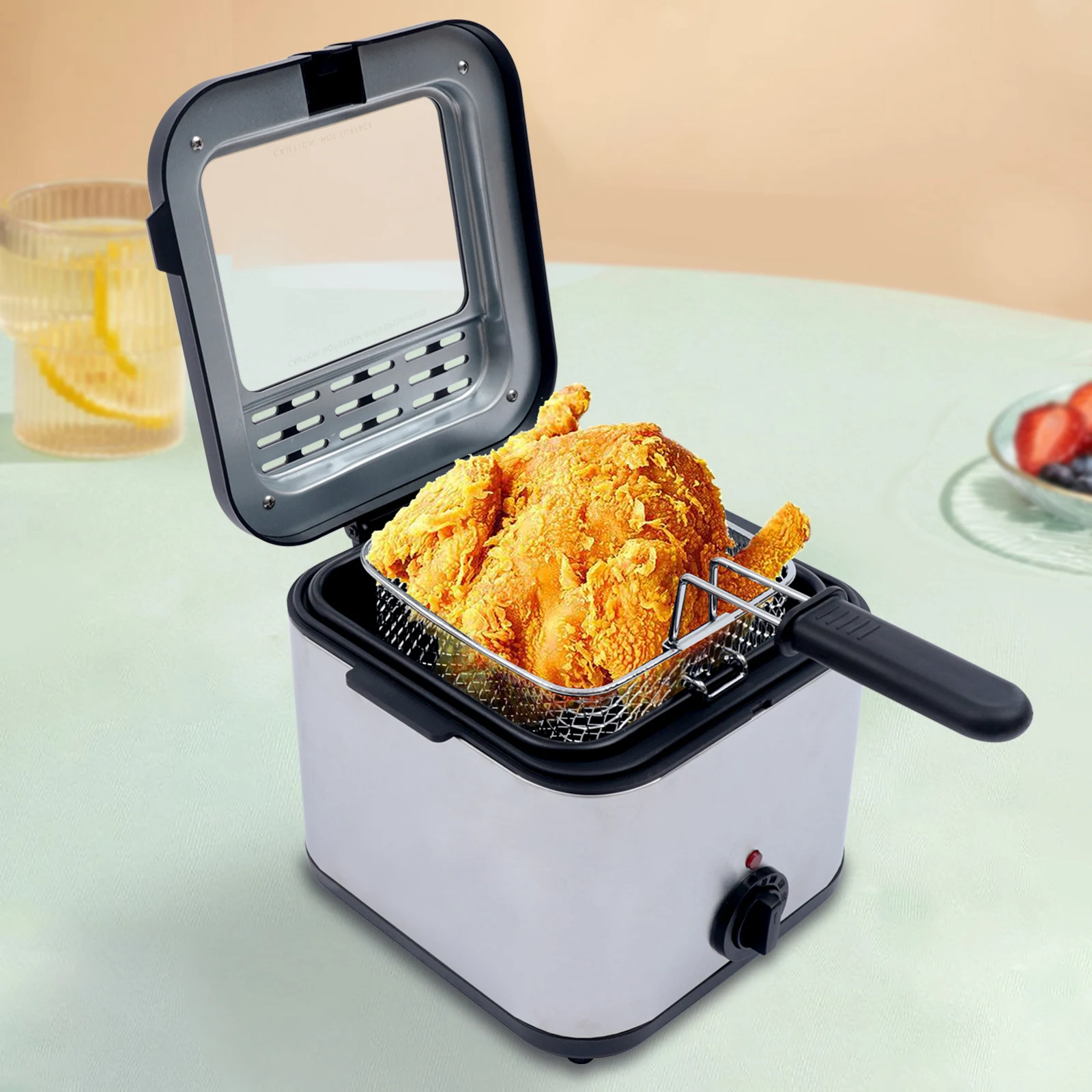 1KW Electric Deep Fryer 2.5L Fry Machine With Basket Home Restaurant Stainless Steel Fryer Cooker with Basket