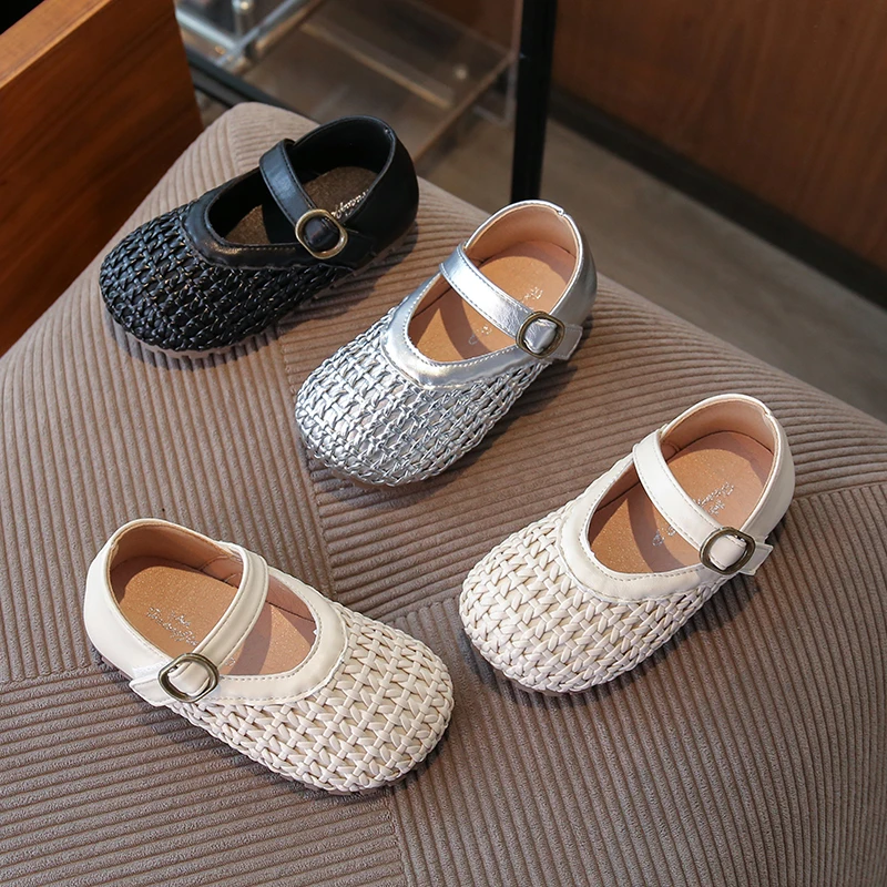 

Kids Woven Grass Shoes for Girls 2025 New Autumn Toddler Garden Flats Soft Sole Elegant Boho Style Kids Party Wedding Daily Wear
