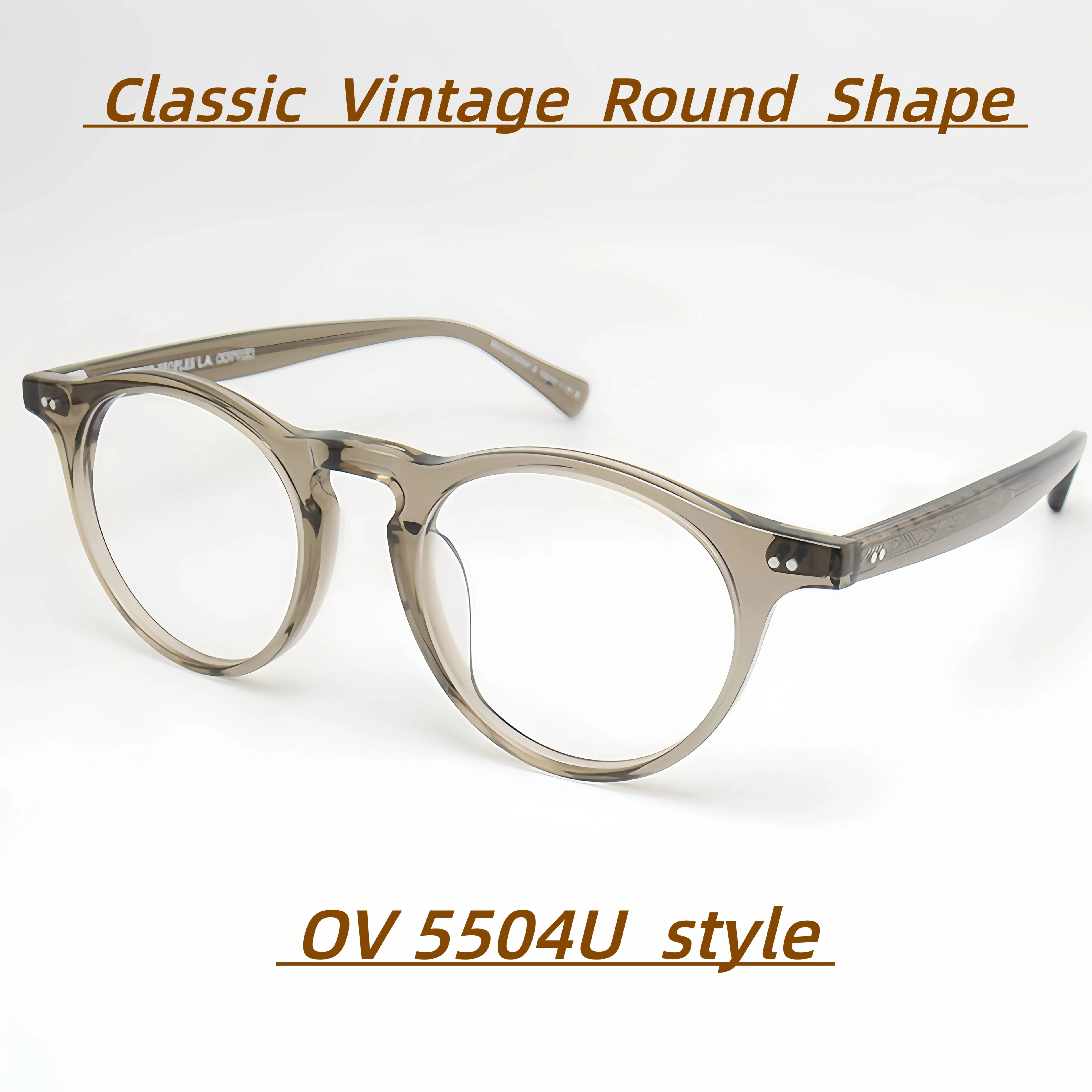 

OV5504 Luxury Acetate Round Eyeglass Frame Vintage Celebrity Lookalike Prescription Anti Blue Light Unisex Optical Glasses