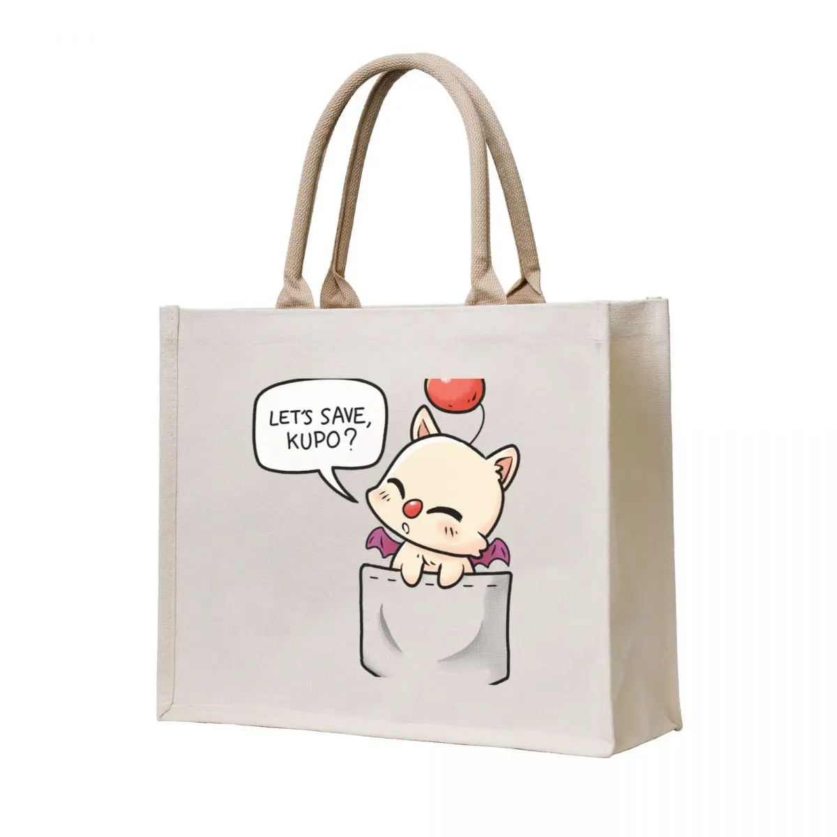 

Pocket Moogle Let's save kupo Tote Bag shoping bag tote bag men's woman shopping Canvas shoulder