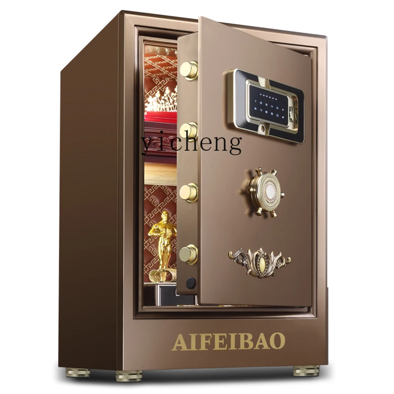 TQH Mesita de noche antirrobo totalmente de acero con huella dactilar + contraseña segura inteligente de alta gama para oficina en casa