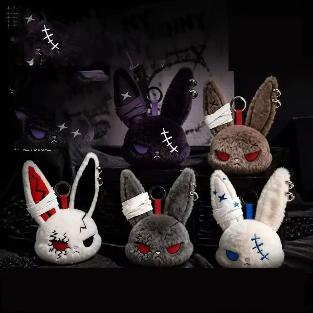 Cute Dark Bunny Gothic Style Cute Design Rabbit Bag Charm Skin Friendly Embroidered Bunny Keyring Bag Decoration