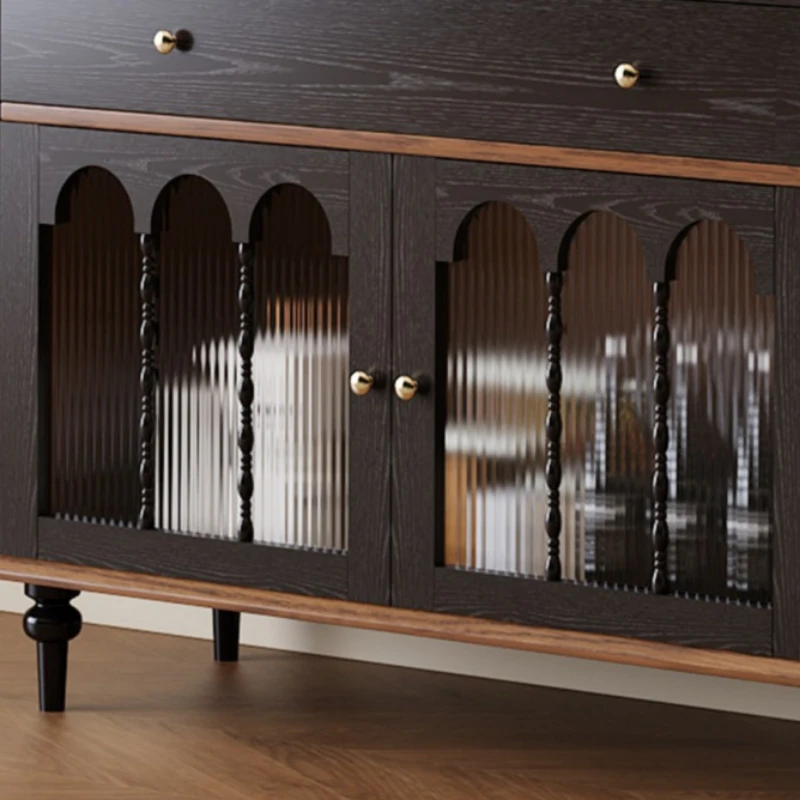 medieval retro side cabinet dining room household blacksideboard wooden multifunctional muebles comedor salón kitchen furniture