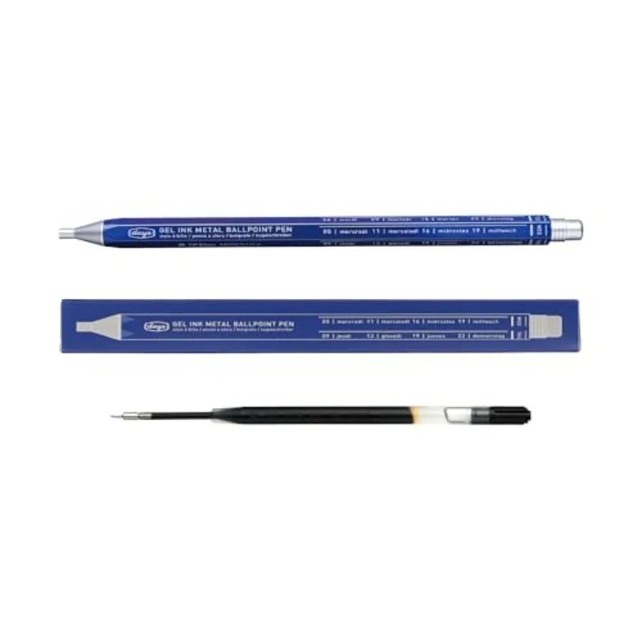 

days Gel Ink Metal Ballpoint Pen - 0.5mm Retractable Ink Retro styling Light Weigh Pen Made in Japan- Perfect for School Office