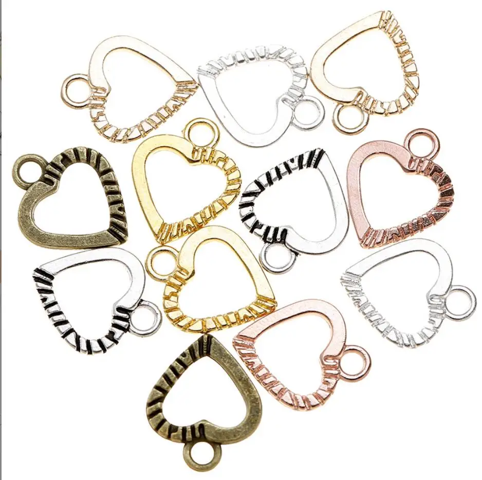 

100pcs Charms 14x12mm Hollow Heart Charms For Jewelry Making DIY Jewelry Findings Alloy Charms F0215