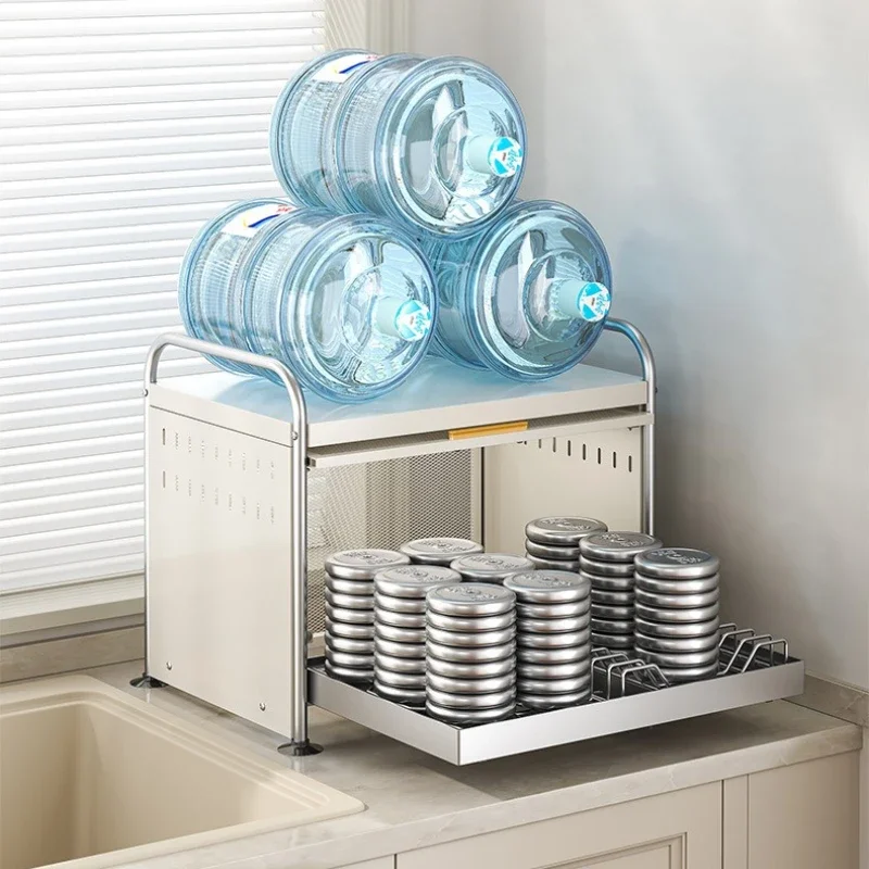 Multi-functional Countertop Cupboard Bowl Rack Pull-out Dish Plate Drain Shelf Sink Drain Basket