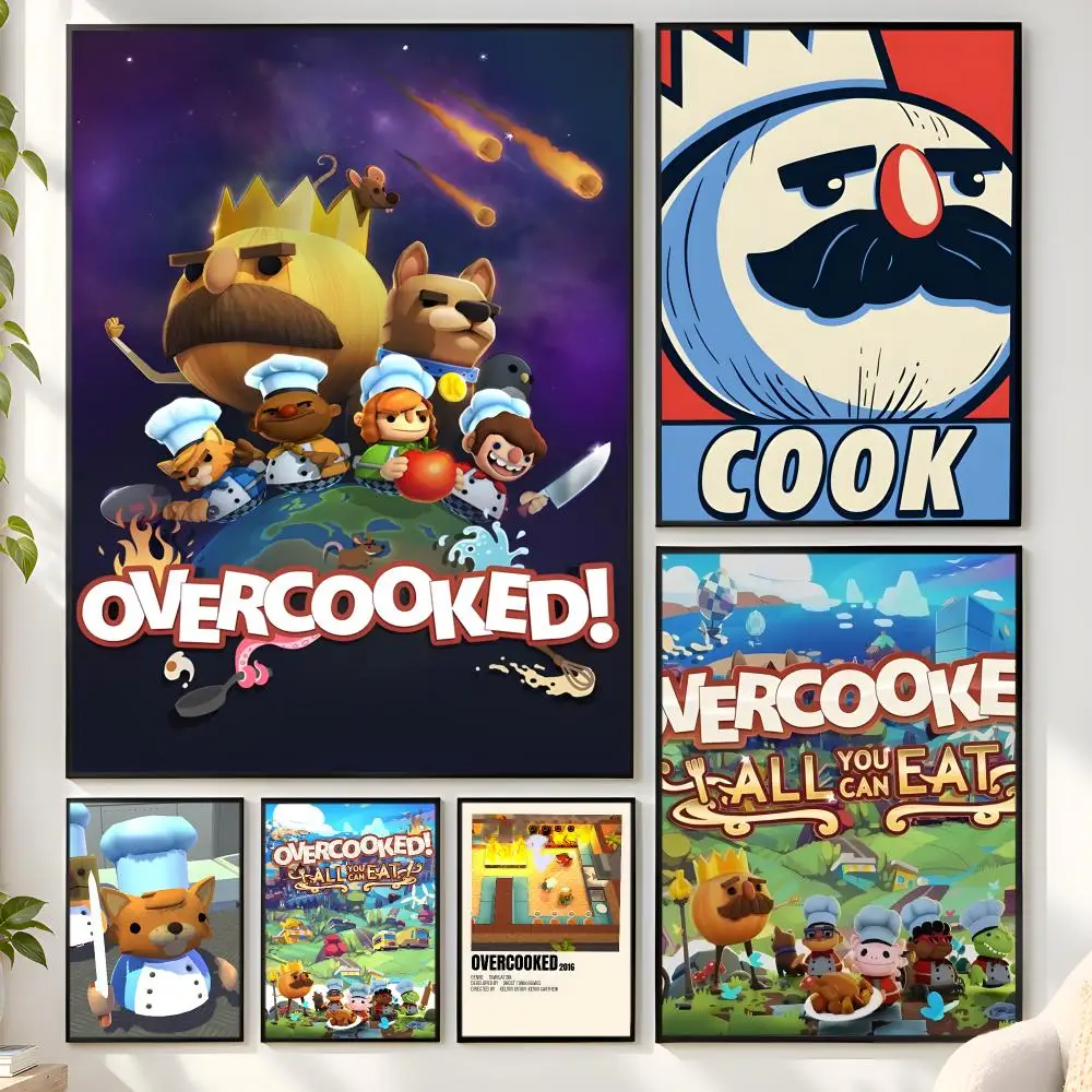 Multiplayer Co-op Game O-Overcooked Poster Matte Wall Peel And Stick Decor Bedroom Living Room Office Dorm Home