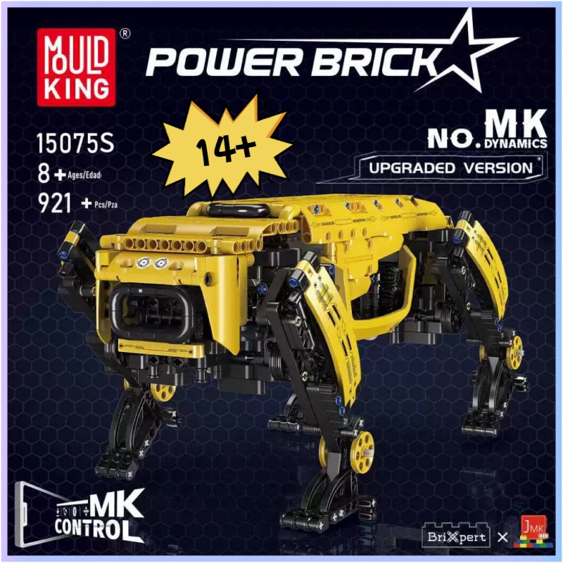 Mould King 15075S Versione aggiornata del robot cane intelligente Assemblaggio meccanico educativo per bambini Blocco di costruzione elettrico T