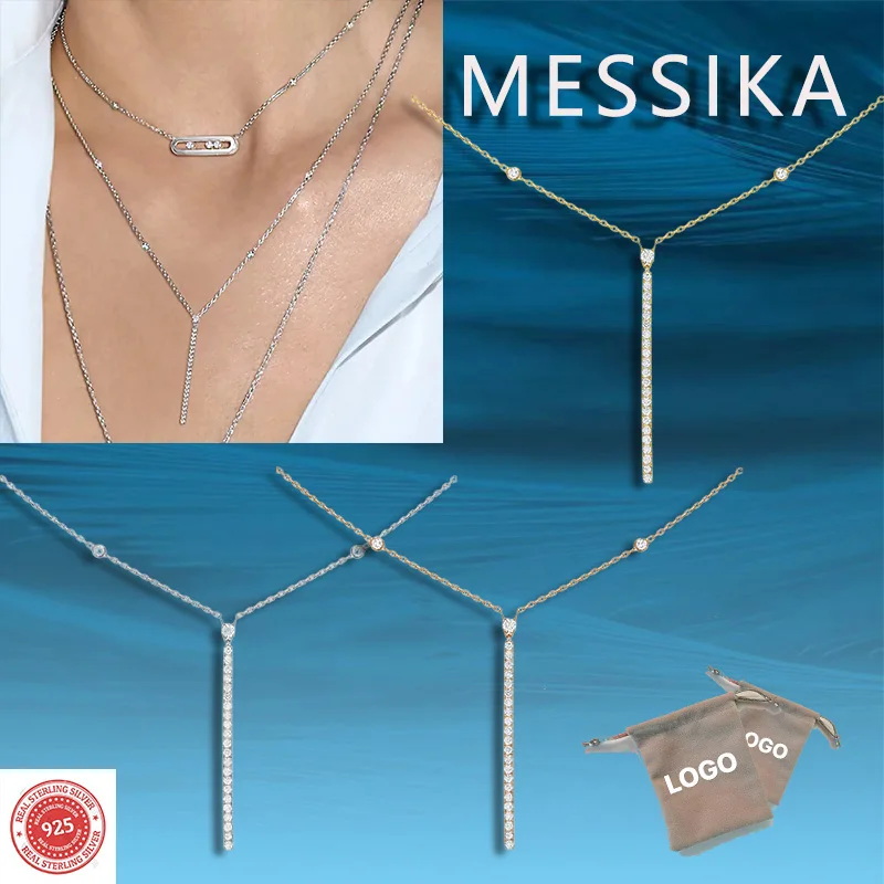 Pure silver s925 fashionable messik trendy French neutral charm office ladies Gatsby vertical necklace