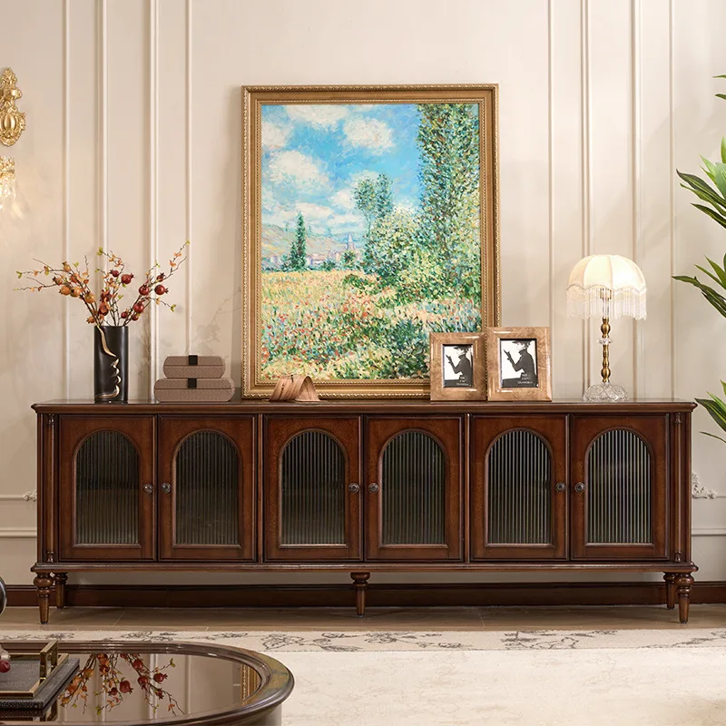 

Mahogany antique all-solid wood TV cabinet French retro American coffee table TV cabinet