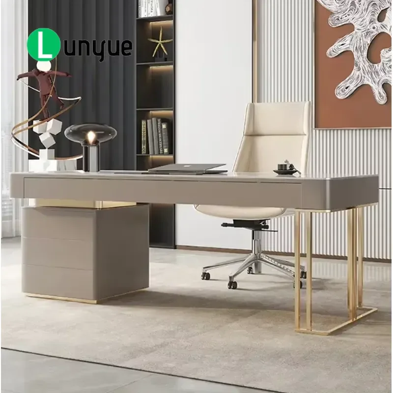 Modern White Executive Desk and Chair Set Simple New Chinese Style Manager Office Furniture for President Workstation Home