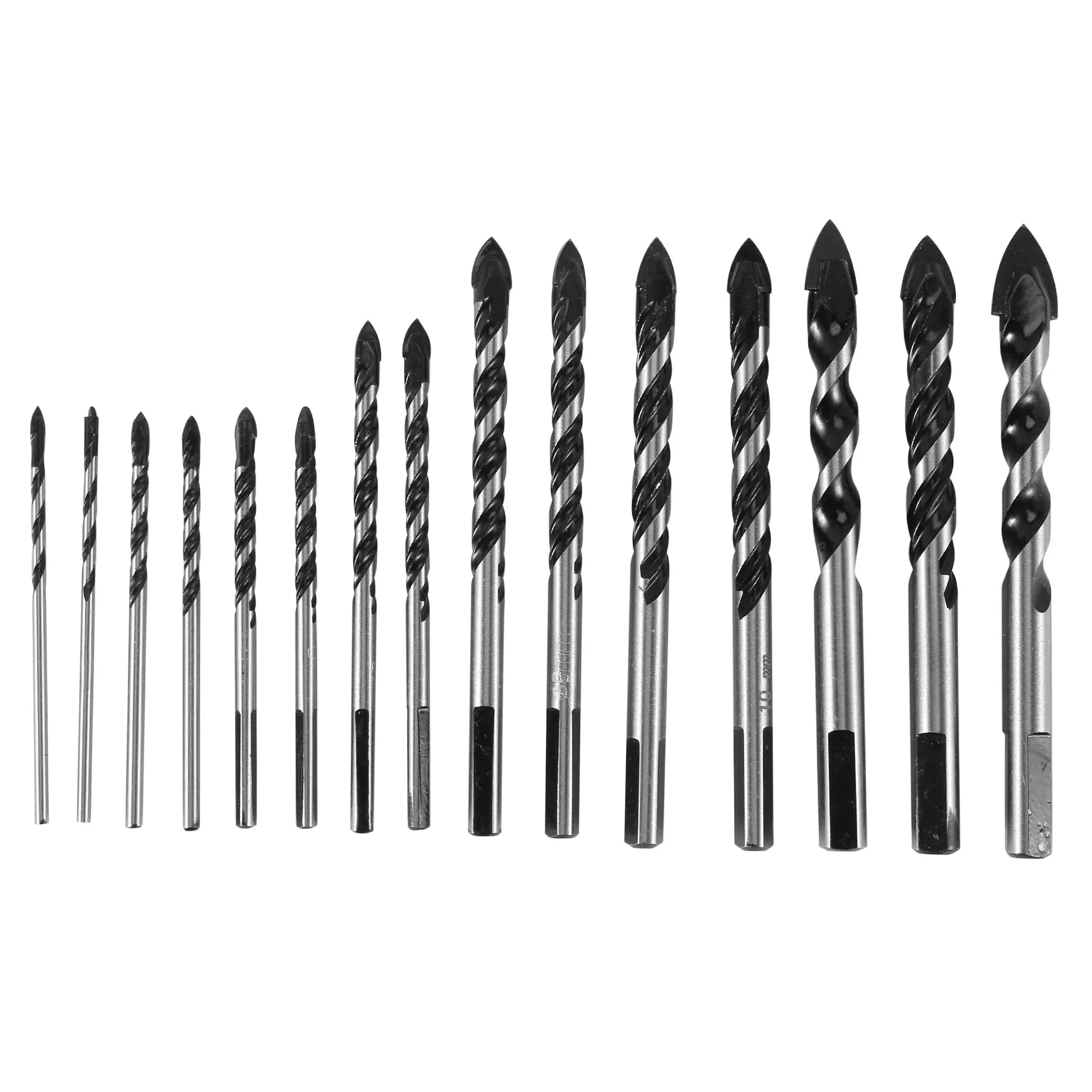 Masonry Drill Bit Set 15 Pcs Tungsten Carbide Tip Twist Drill Bitsfor Porcelain Ceramic Tile Concrete (3-16mm)