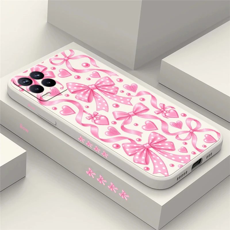 Pink Bow Knots Case For OPPO Realme GT2 NEO2 GT Master Narzo 20 60 Pro 30A 50i Prime Q3 Q5 Pro Carnival Note 50 80 P3 Soft Coque