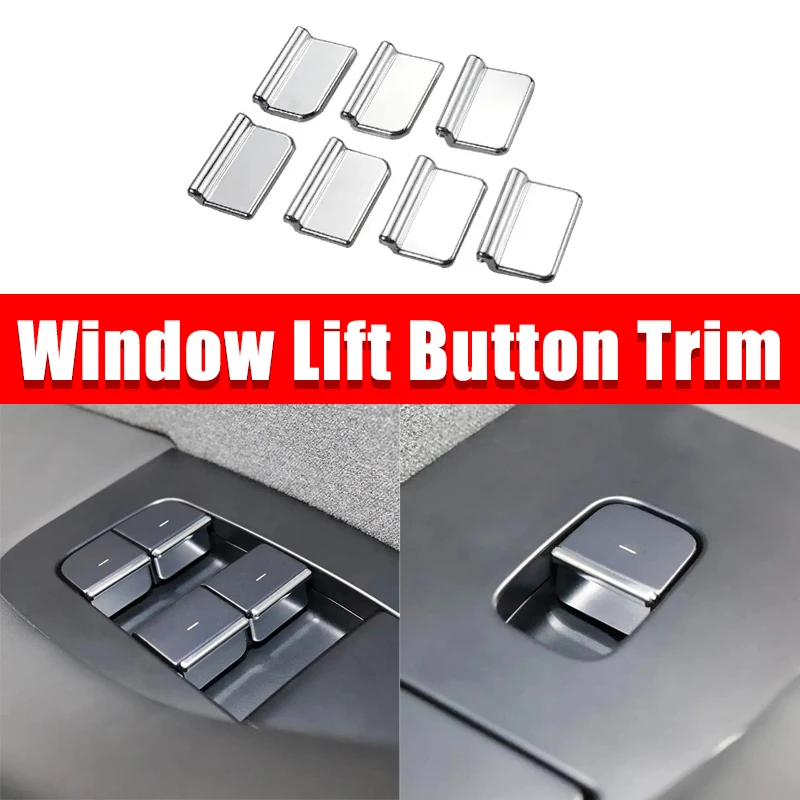 

Window Lift Button Trim for Tesla Model 3 Highland Model Y Juniper 2021-2025 ABS Chrome Window Switch Button Cover Accessories