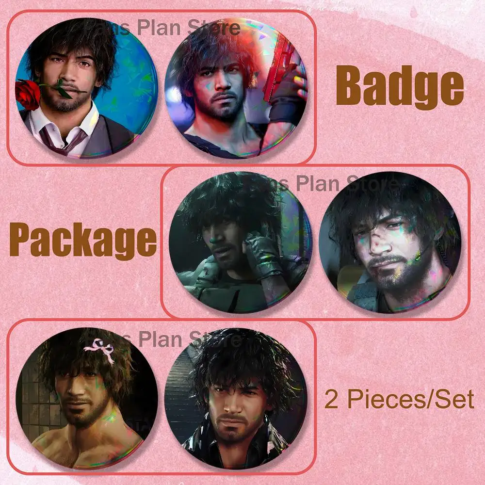 R-Resident E-Evil Carlos Oliveira 2-piece Set Enamel Pins Anime Badge Fashion Jewelry Accessories Round Snap-in Brooch Backpack