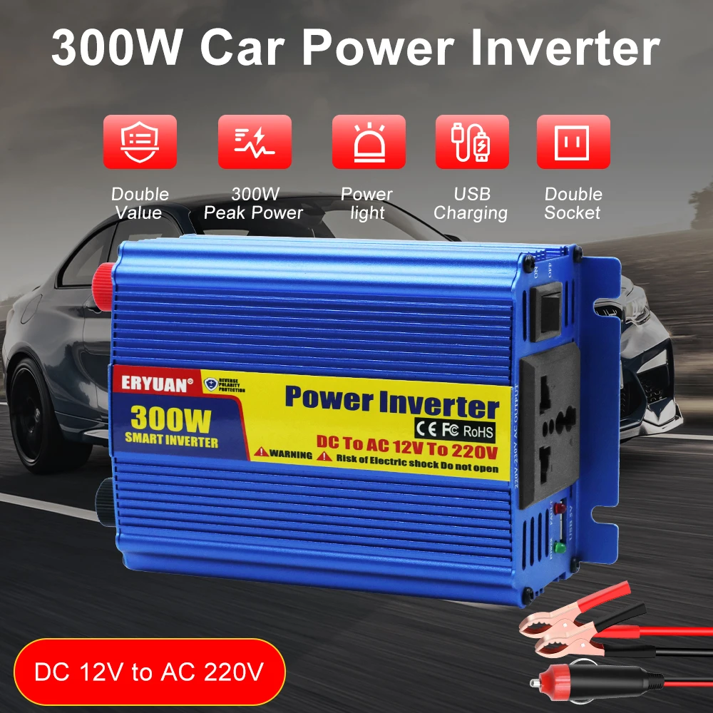 

Car Power Inverter Multi-scenario Use Battery Converter For SUV RV Truck Trailer Auto Power Supply Inverter 300W Multifunctional