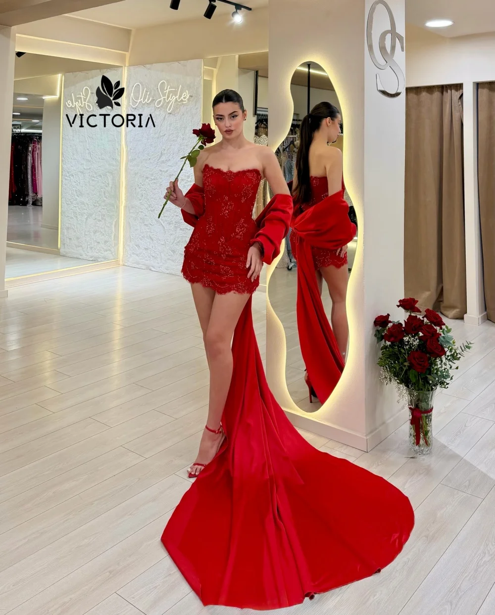 

Red Velvet Cape Short Prom Dresses 2026 Lace Homecoming Dresses American The US Birthday Party Gowns Strapless Customized