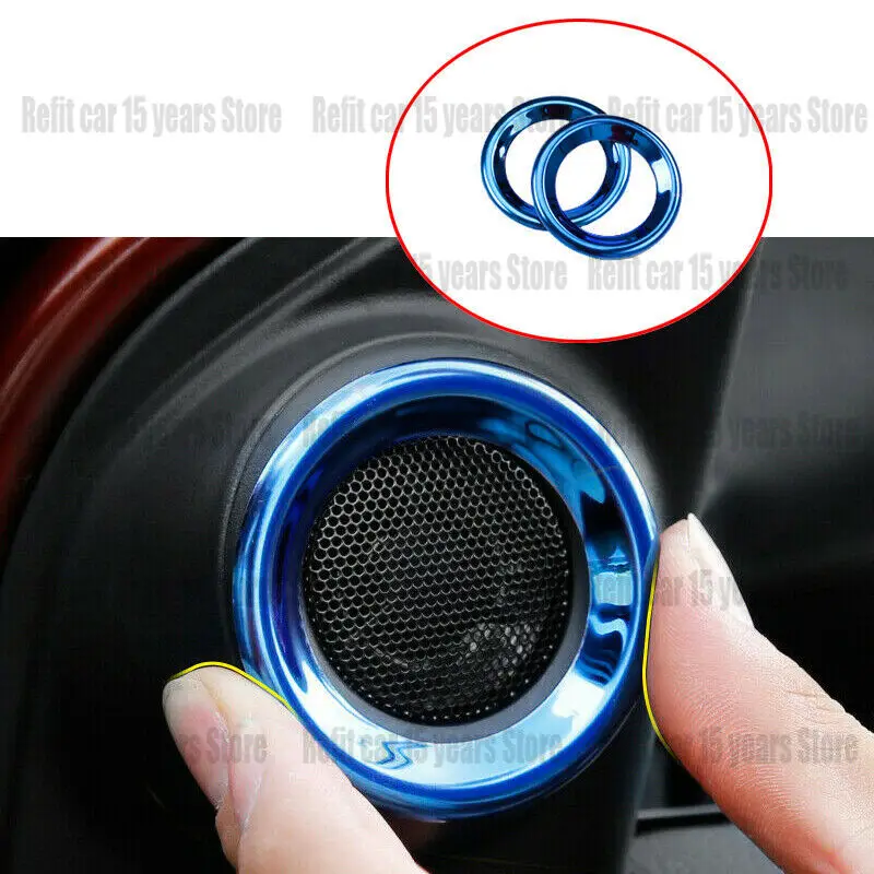 

For Honda CRV CR-V 2017 2018 2019 2020 2021 A-Pillar Horn Cover Ring Trim 2PCS Blue Titanium