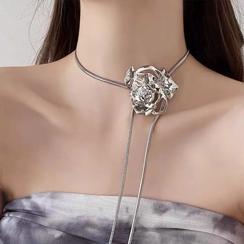 Высококачественное женское ожерелье с розой и нишевым дизайном Y2K, милая и крутая цепочка на ключицу, модная выдвижная цепочка на талию для горячих девушек