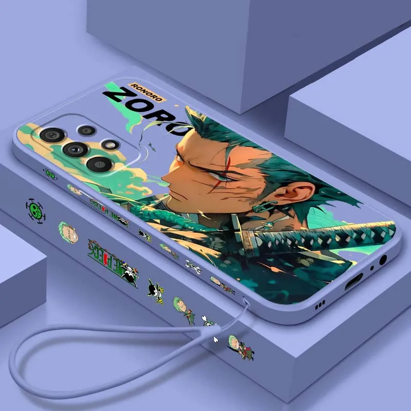 One Piece Roronoa Zoro Art For Samsung A71 A72 A73 A51 A52 A53 A54 A55 A21s A35 A34 A32 A03 5G Liquid Left Rope Phone Case