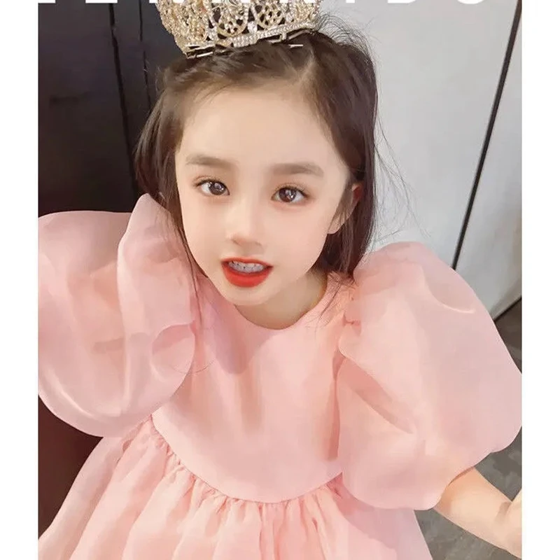 Robe Princesse Fille Manches Longues Bouffante - Tulle Coloré Avec Bande Et Sac, Robe De Fête Élégante