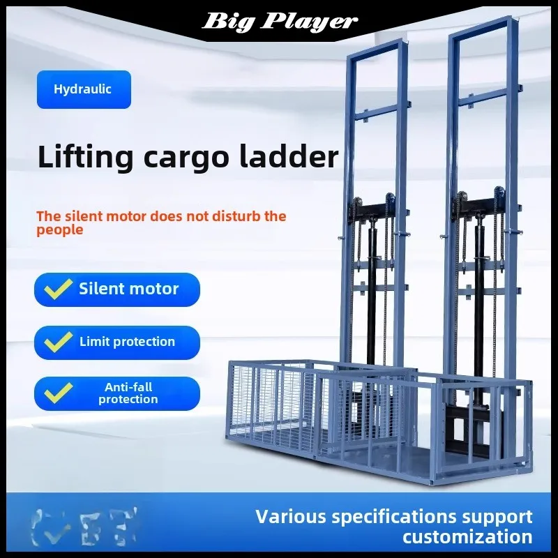 Home Elevator Hydraulic Freight Elevator Simple Factory Small Warehouse Guide Rail Lifting Platform Electric Hoist 1~6 M