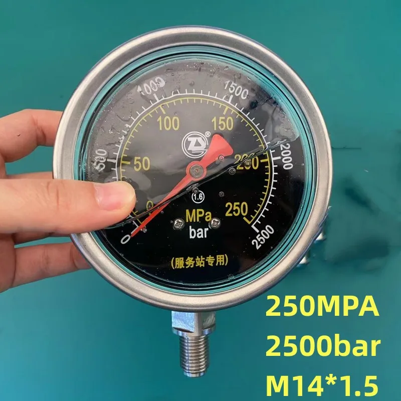 NEW! 250Mpa 2500bar 600Mpa 6000bar Shockproof High Pressure Gauge M14*1.5 Plunger Pressure Test