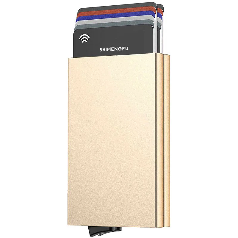 Rfid Credit Card Holder Smart Wallets Men ID Bank Cardholder Case Metal Thin Slim Pop Up Aluminium Minimalist Wallet Luxury Gift