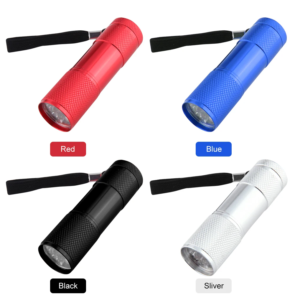 9LED Mini Flashlight Outdoor Portable  Torch Anti-skid Detector Lamp Fluorescent Tester Instruments