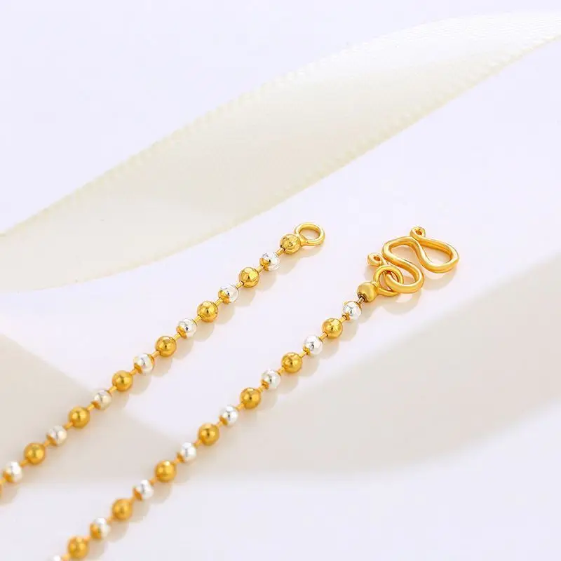 XP مجوهرات-( 45 سنتيمتر * 2 مللي متر) مزيج 2 الذهب اللون الخرز سلسلة القلائد للنساء الرجال مجوهرات الأزياء النيكل الحرة