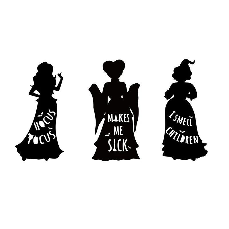 1Pcs Witch Halloween Decorations Outdoor Black Hocus Pocus Witches, Halloween Silhouette Yard Signs With Stakes Easy Install A