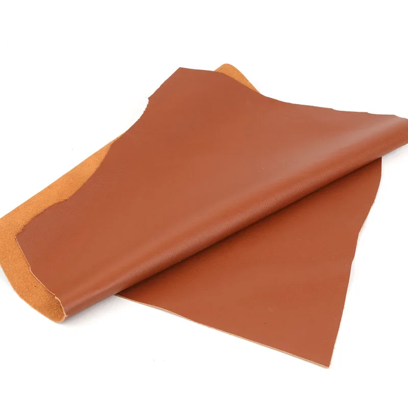 Yellow Brown Top Layer Cowhide Leather Material, Fine Grain Soft Cowhide Leather Bag, Bedside Sofa Renovation, Car Seat Leather