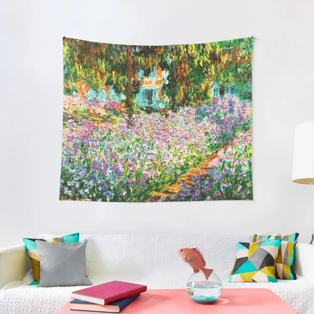 

Le Jardin de l'artiste à Giverny' Irises In Monet's Garden Tapestry Room Decor Aesthetic Home Decorating Tapestry