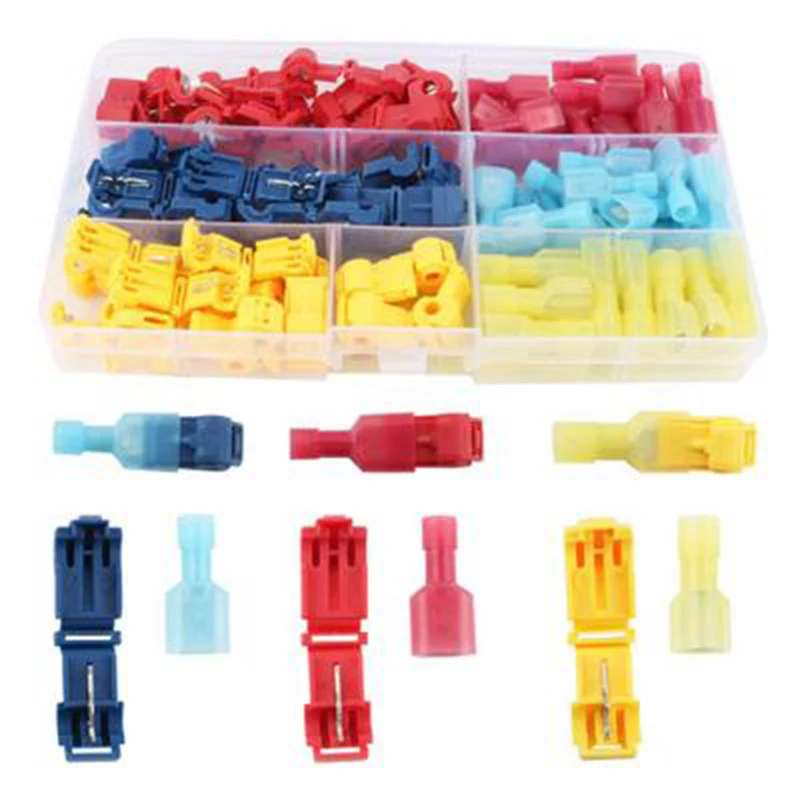 

T-Shaped Faucet Wire Connector, Self-Peeling Quick-Splicing Wire Terminal, Insulated Male Spade Terminal Sorting Kit