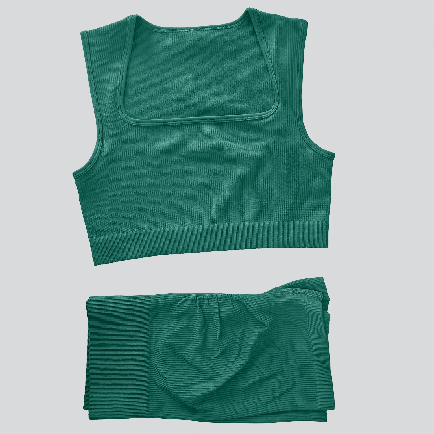VEQKING Seamless 2 Pieces Yoga Sets Sleeveless Sports Crop Tops Scunch Butt Gym Shorts Hip Lift Quick Dry Workout Tights image 5