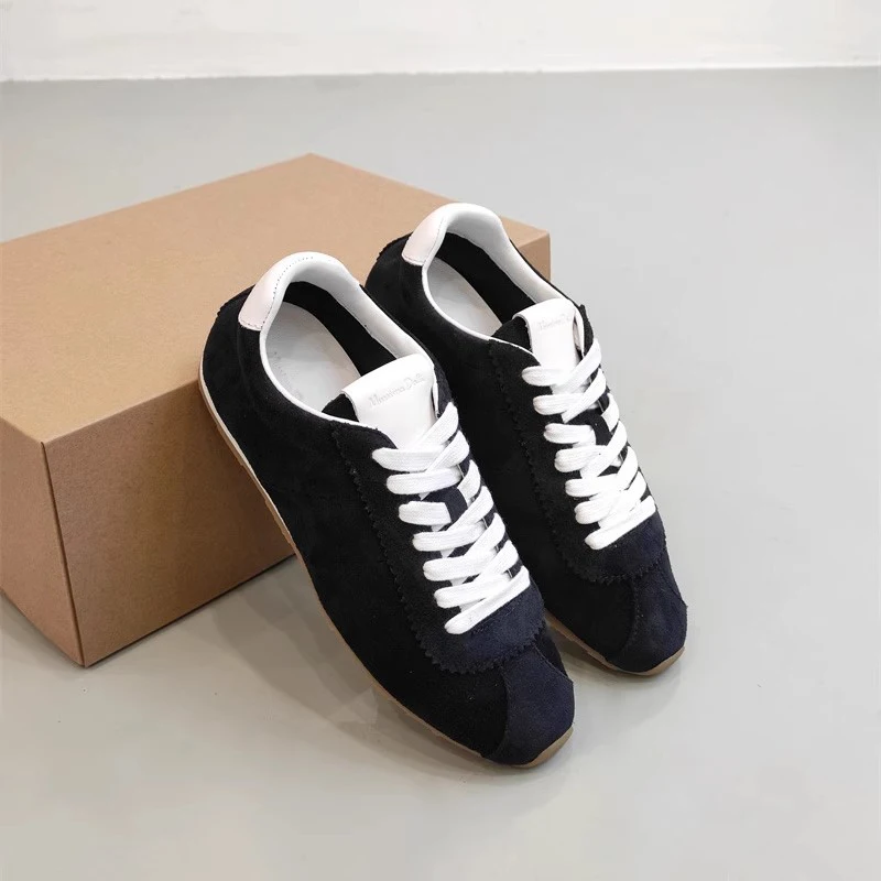 Mrxmus Dutit 2024 New Women Spring Fashion Leather Casual Sports Shoes Lacing Simple Versatile Comfort Flats Sneaker Female Chic