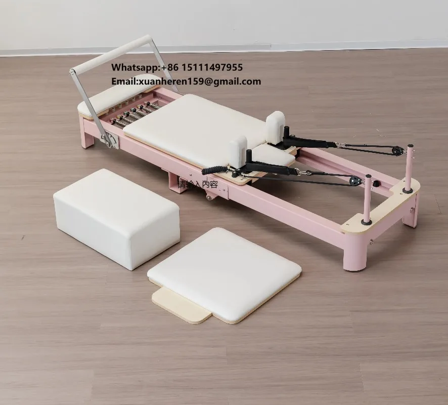 Premium Customize Beige pink Folbable Pilates Reformer Folding Aluminum Alloy Pilates Reformer Machine Foldable Metal for Studio