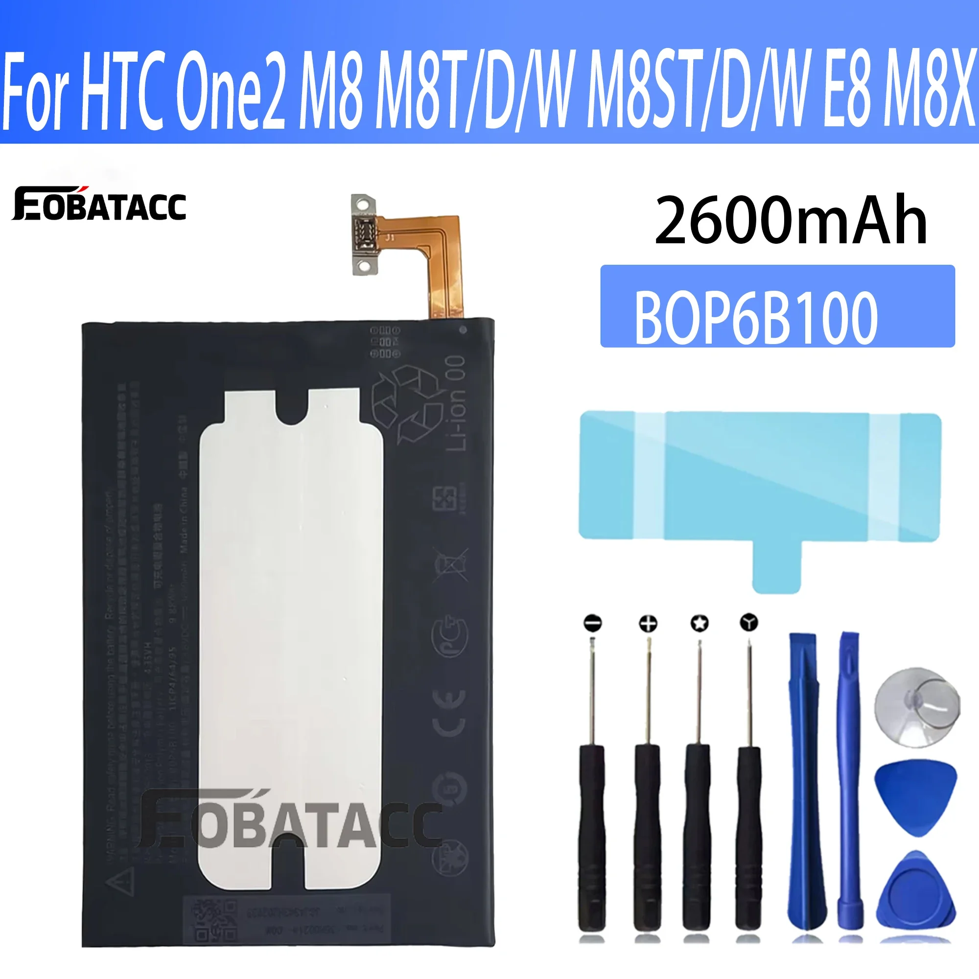 

100% New Original Battery BOP6B100 For HTC One2 M8 M8T/D/W M8ST/D/W E8 M8X Battery +Tools