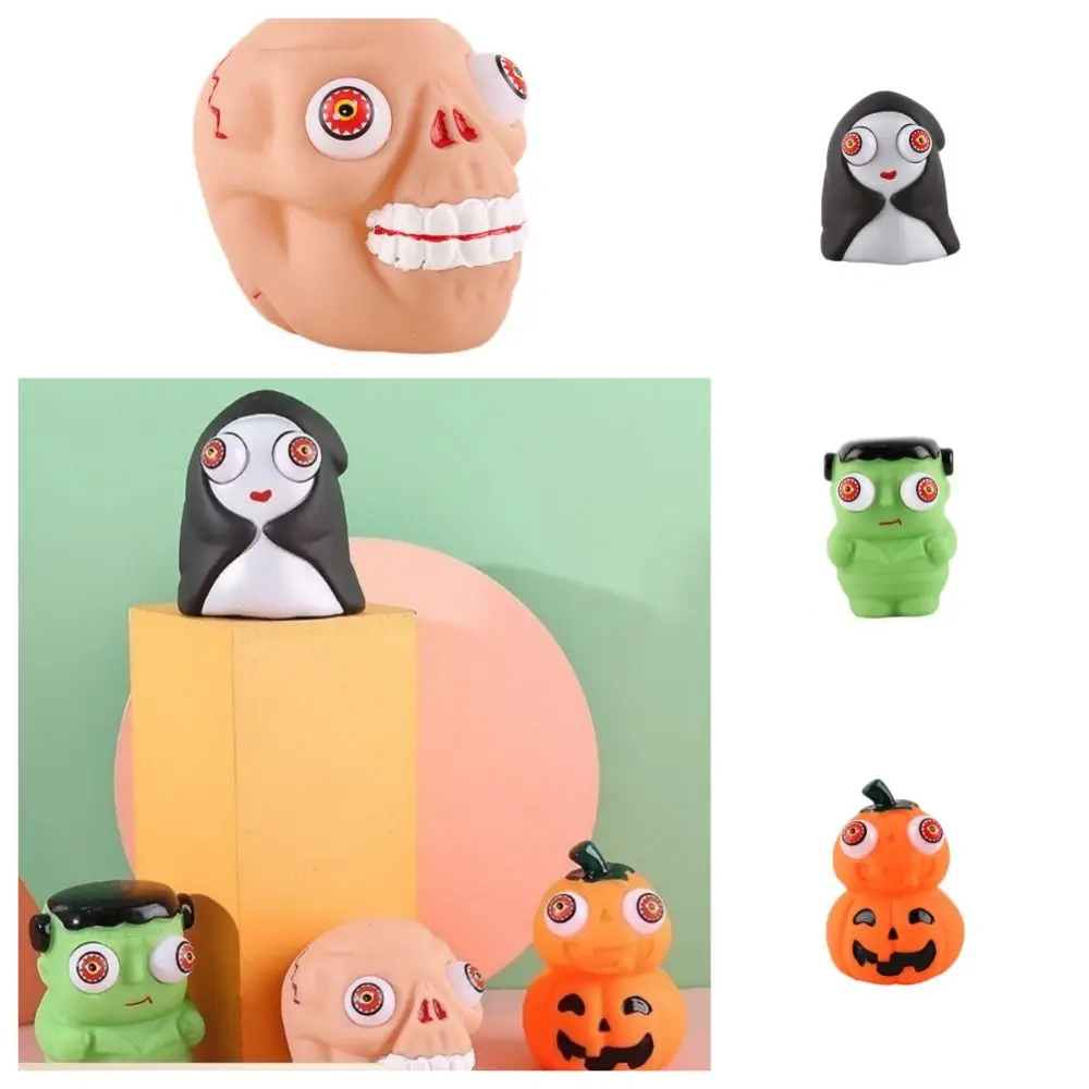 Sensory Toys Halloween Eye-popping Toy Slow Rebound Flexible Material Pumpkin Ghost Head Squeeze toy Comfortable Touch Animal