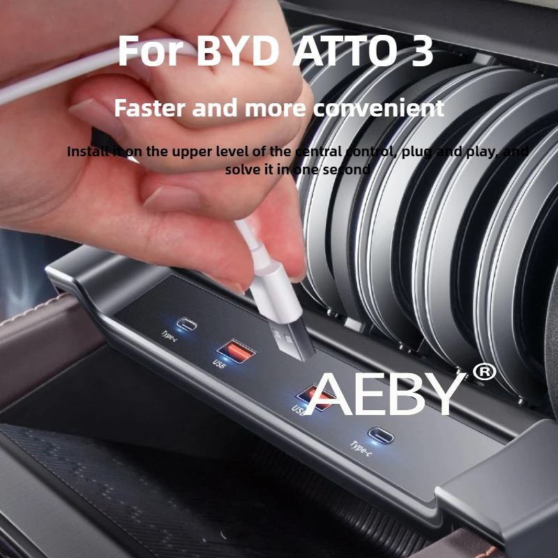 

AEBY For BYD ATTO 3 2022-2024 Center Console Fast Charger Hub,Car Charger Accessories,Center Console USB Hub,Car Accessories