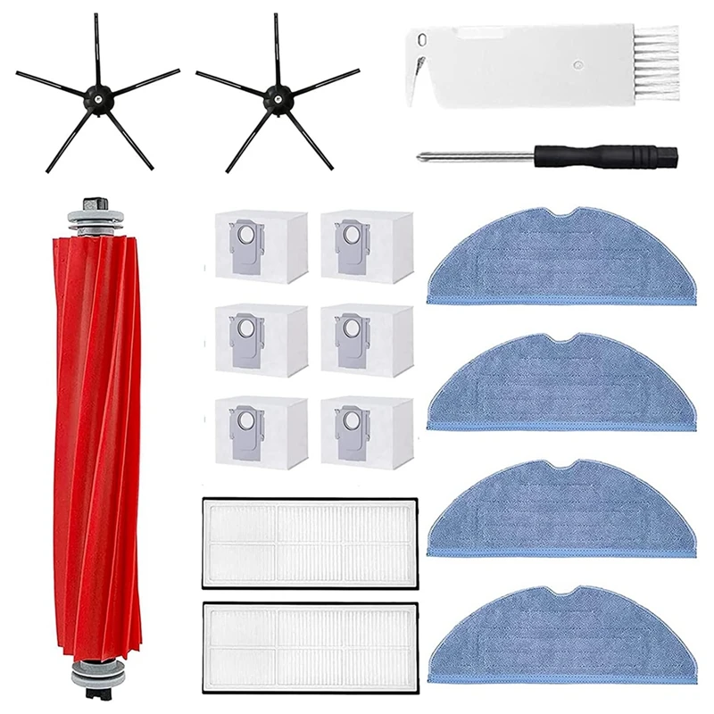 

ABRW-Accessory Set For Roborock S7 Pro Ultra/S7 Maxv Ultra,6 X Dust Bags, Main Roller Brush Robot Vacuum Cleaner Accessories