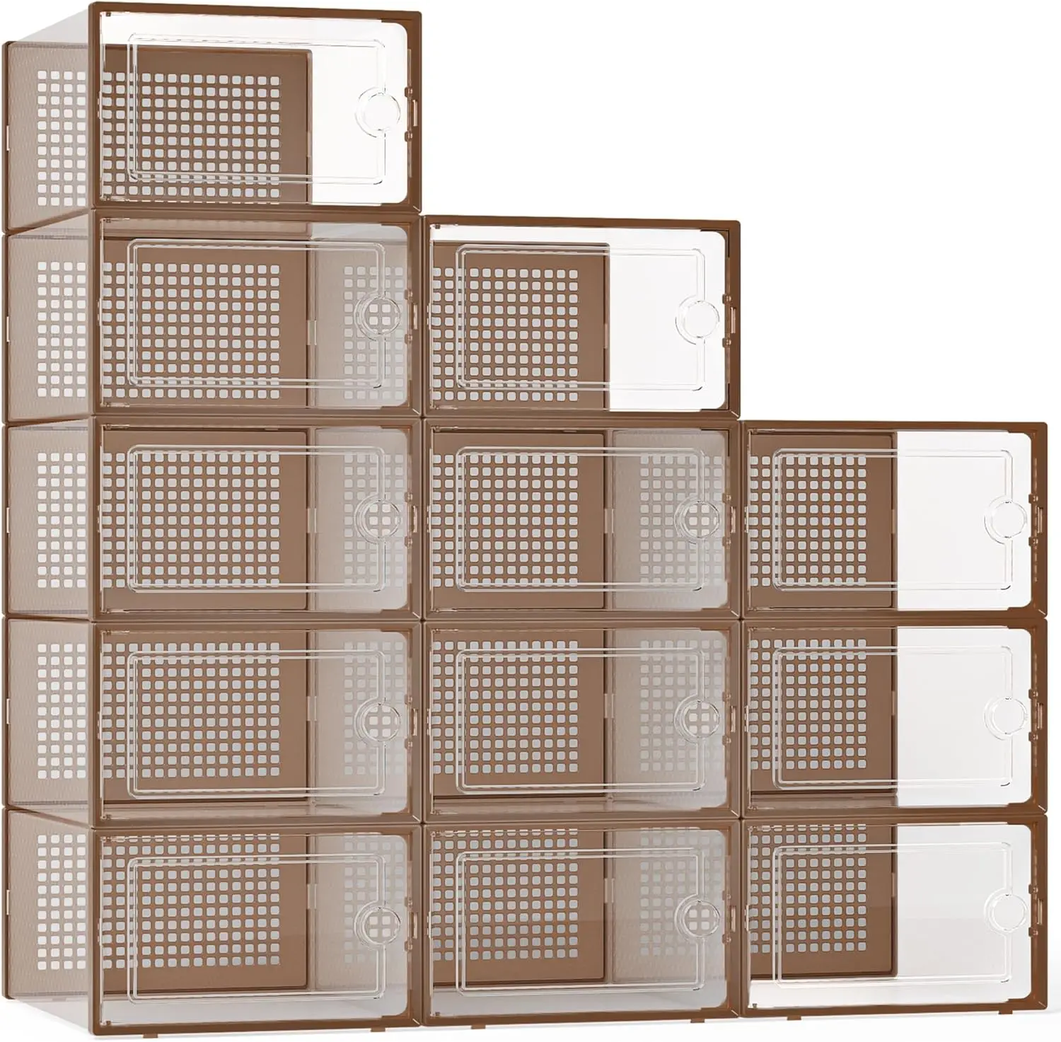 

X-Large Shoe Storage Boxes Organizers for Closet 12 Pack, Fit Size 11,Clear Plastic Stackable Sneaker Containers for。